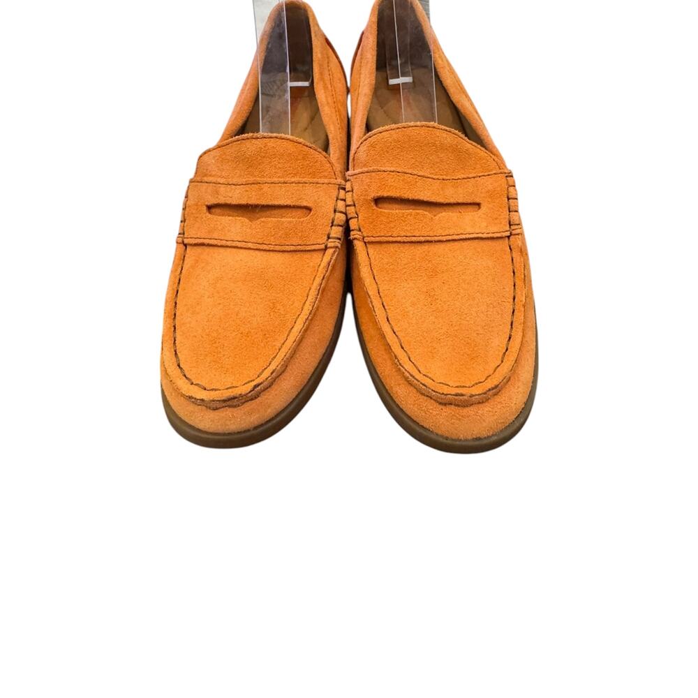 Born Orange Suede Penny Loafers Moc Toe Flats Women’s Size 7M - Picture 5 of 7